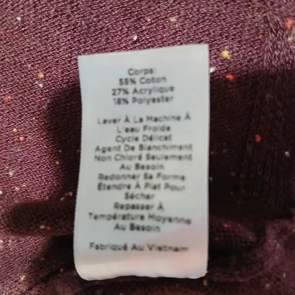 Talbots Med Maroon Multicolor Flecked V-Neck Sweater Cotton Blend Lightweight